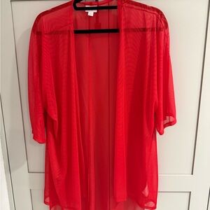 LuLaRoe Linday *Red Sheer Kimono Top)